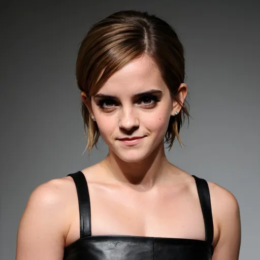 Prompt: emma watson dressed as a skinbyrd with a chelsea cut hairstyle