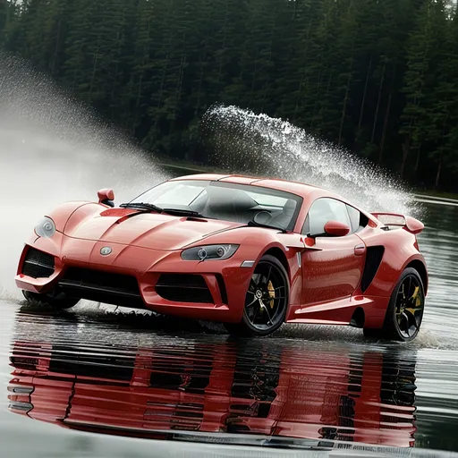 Prompt: sports car, water.