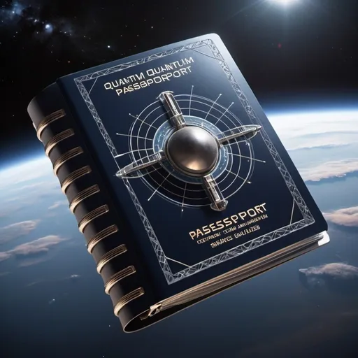 Prompt: A large device in space, similar to a spaceship, called a "quantum passport" due to the fact that the soul can travel quickly between galaxies