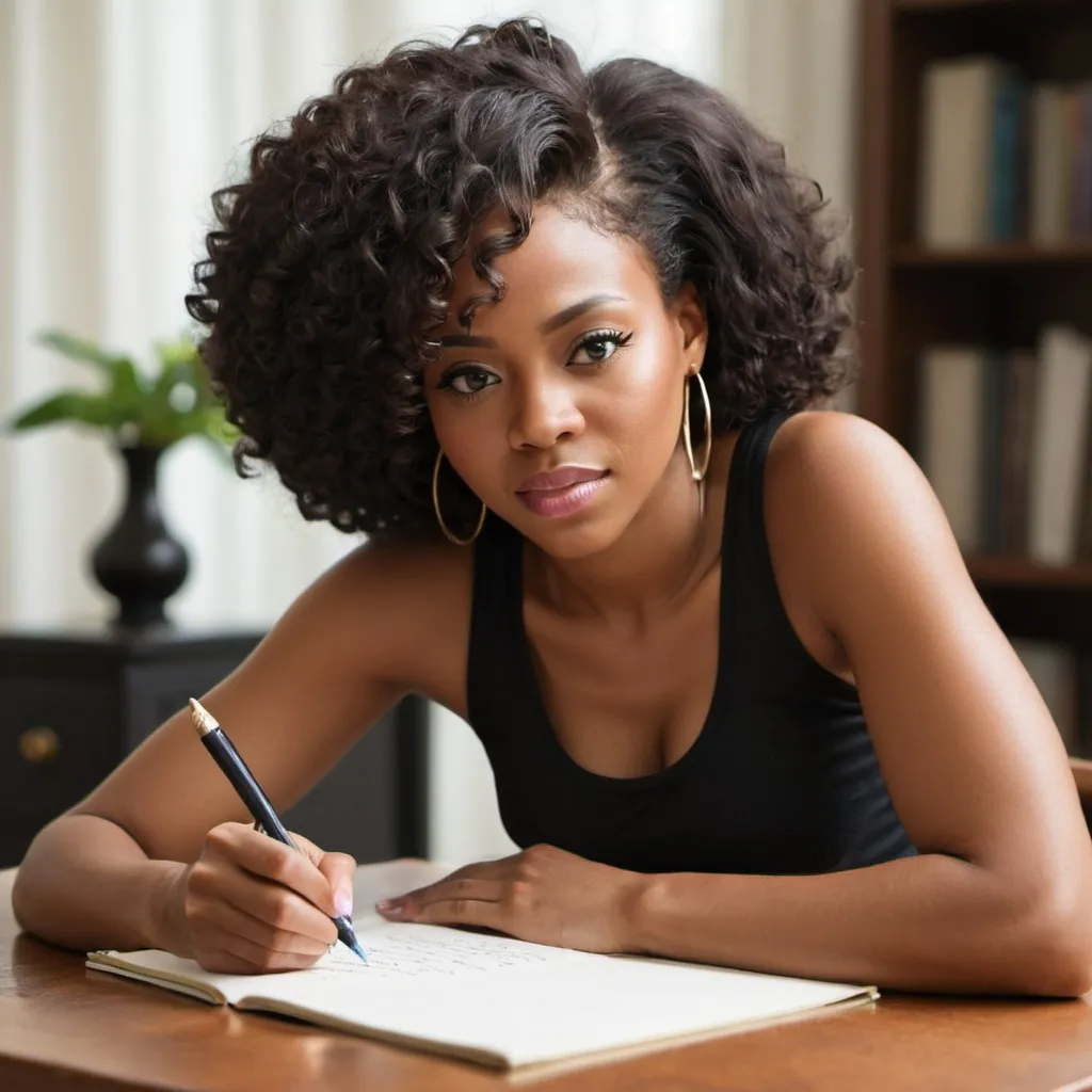 Prompt: black female writing