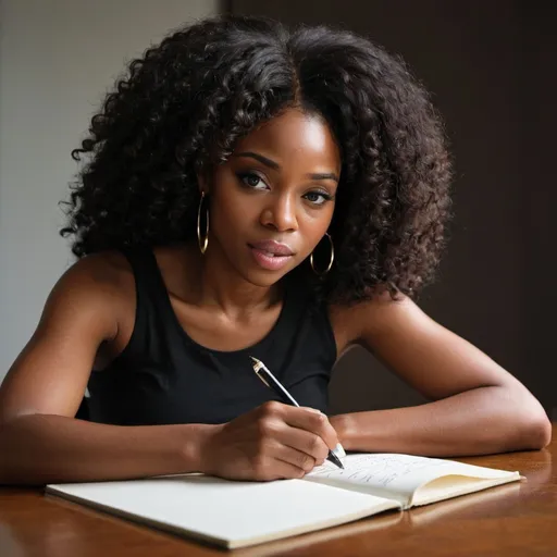 Prompt: black female writing