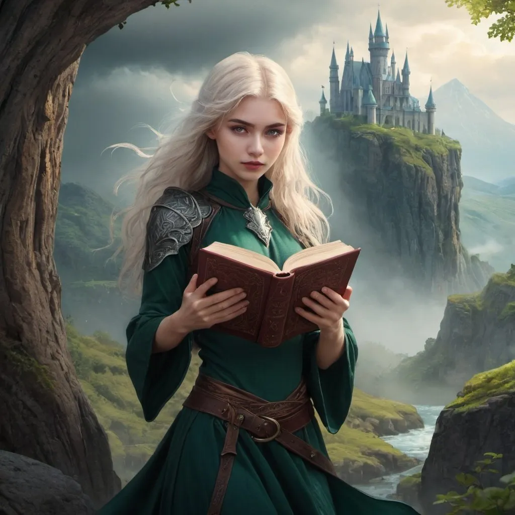 Prompt: Please draw a fantasy book cover