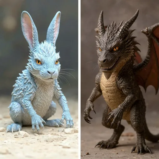 Prompt: rabbit and dragon ally