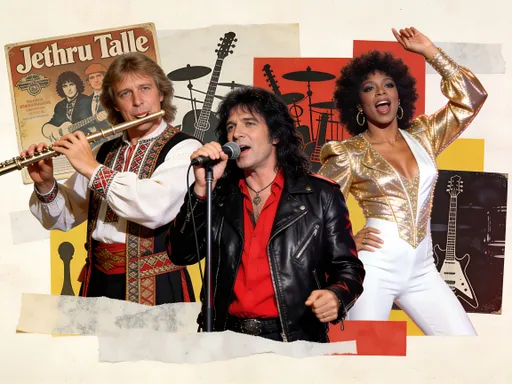 Prompt: collage of three musicans - Jethru Tull, Udo Dirkschneider, precious Wilson