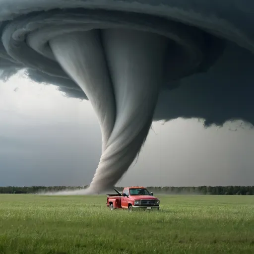 Prompt: a tornado in a giant wild field with a stor
