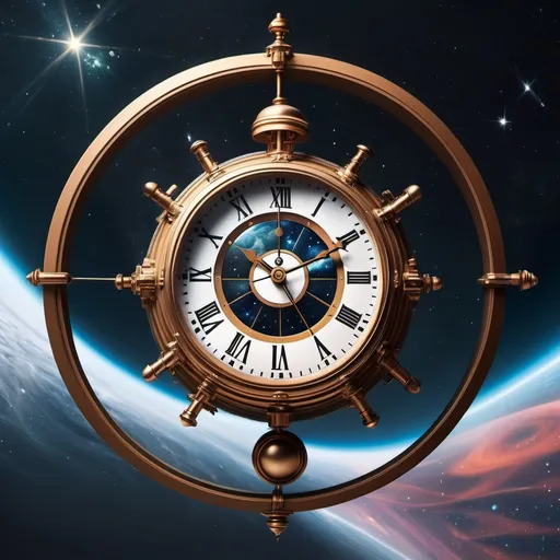 Prompt: A surreal clock floating in space