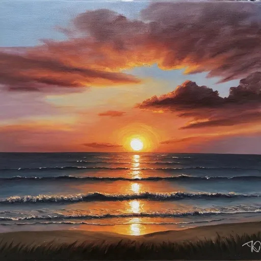Prompt: Sunset oil painting