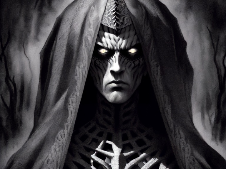 Prompt: a black and white sketch drawing of a male Pinhead, dark art, a detailed drawing