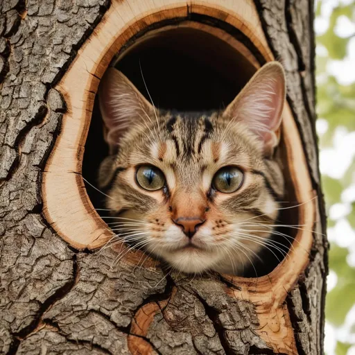 Prompt: woodburning of a cat stuck in a tree