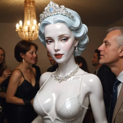 Prompt: Shiny porcelain lady on a party