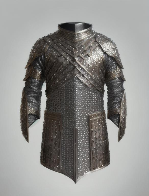 digital art of mithril full-body chainmail, oil pain...