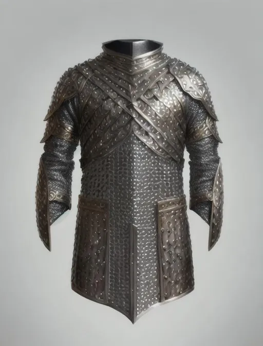 Prompt: digital art of mithril full-body chainmail, oil painting, chainmail, perfect composition, long sleeves, fantasy artwork, high quality, sharp focus, intricate details, mannequin 