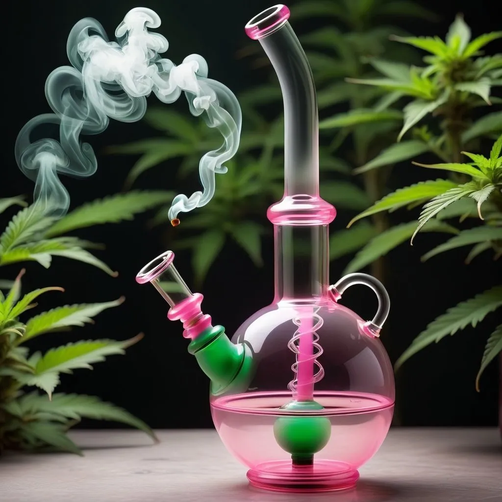 Prompt: green and pink bong for smoke marijuana