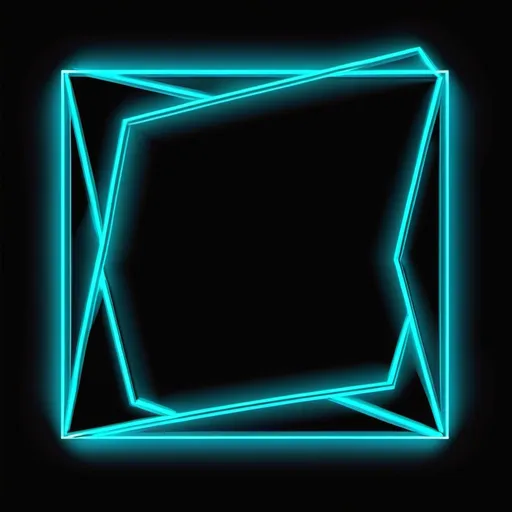 Prompt: a black background with a vibrant light blue trapezoid neon frame