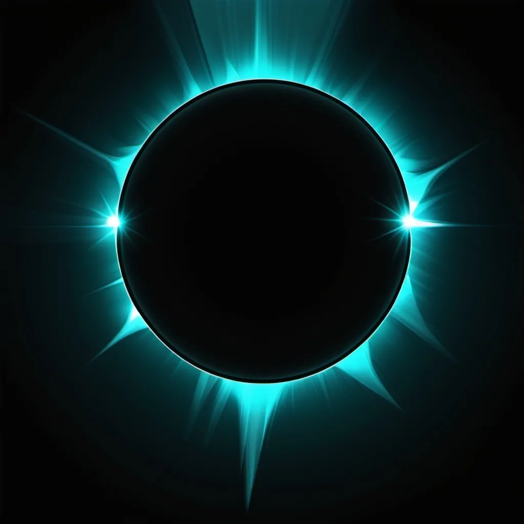 Prompt: a full eclipse background, use black, and turquiose colors only. Dont use lines, just light as if was neos lights