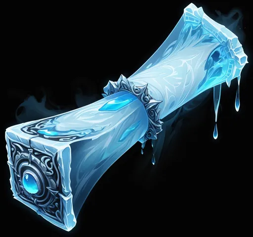 Prompt: a blue MAGIC SCROLL with a black background and a black background with a SCROLL and a black background with a ICE, An Gyeon, antipodeans, frostbite 3 engine, a screenshot
