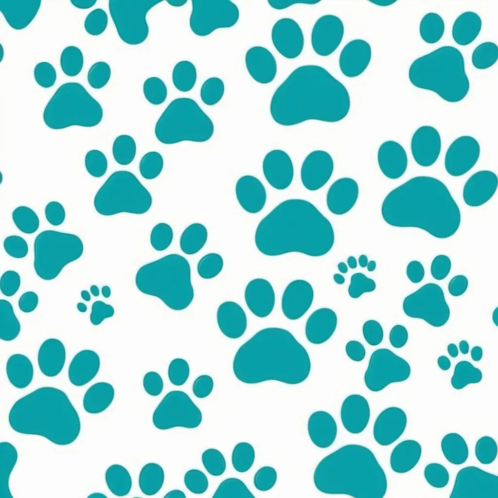 Prompt: a white background theme with dog's and cat's paws in teal color 
 
