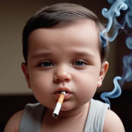 Prompt: Baby face with smoking
