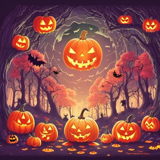 Prompt: Anime illustration of a Halloween pumpkin in a beautiful fairytale forest, surrounded by tricolour cats and black cats, with an anime witch, magical atmosphere, detailed and vibrant colors, high quality, anime, Halloween theme, fairytale forest, vibrant colors, detailed characters, magical glow
