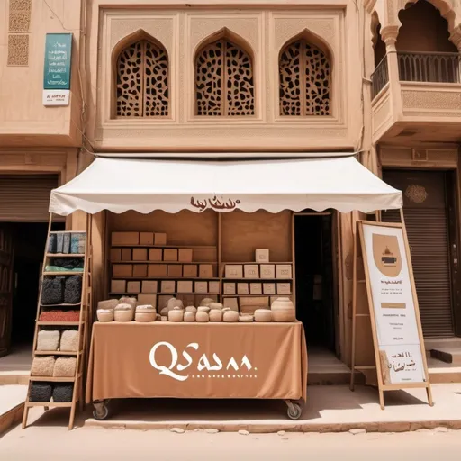 Prompt: A photo of a mobile online store called Qasr Navin, which has my name in the photo