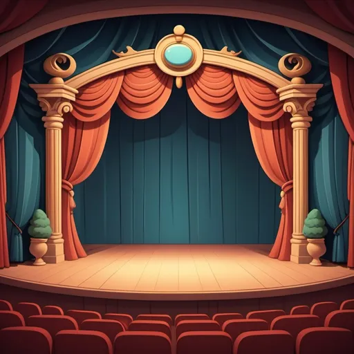 Prompt: a stage like from a cartoon 