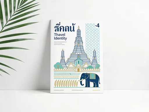 Prompt: Minimalist and modern A4 vertical cover design for a Thailand tourism report, Gen Z inspired aesthetic, clean and stylish, contemporary abstract or line-art illustration representing Thai travel identity, simplified Thai landmarks and nature elements, fresh and trendy visual language, lots of white space, subtle Thai pattern details in a modern geometric style, calm yet youthful color palette using soft blue, light teal, warm gold accents, premium but approachable corporate look, modern design with editorial magazine vibe, high resolution, print-ready, no text, no logos