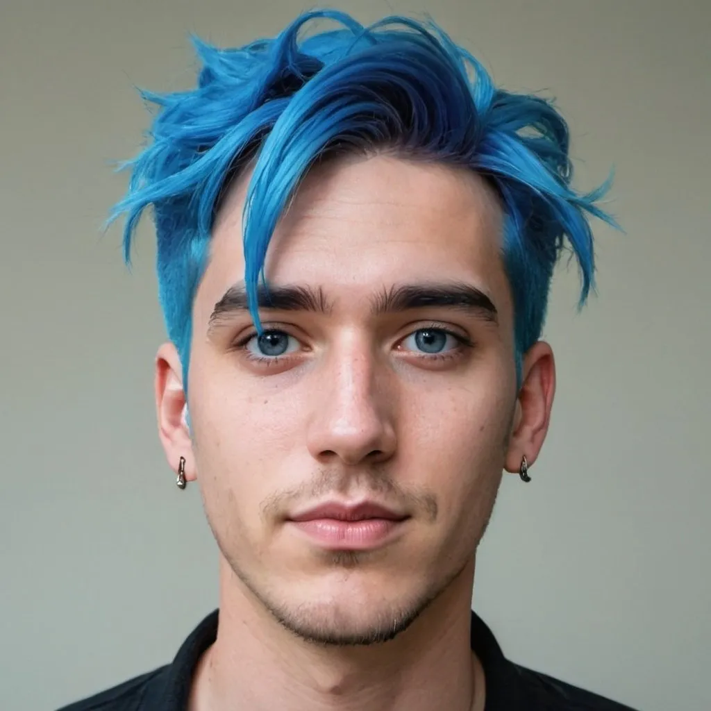 Prompt: a guy with blue hair