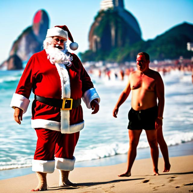 Prompt: Santa Clause at the beach in Rio
