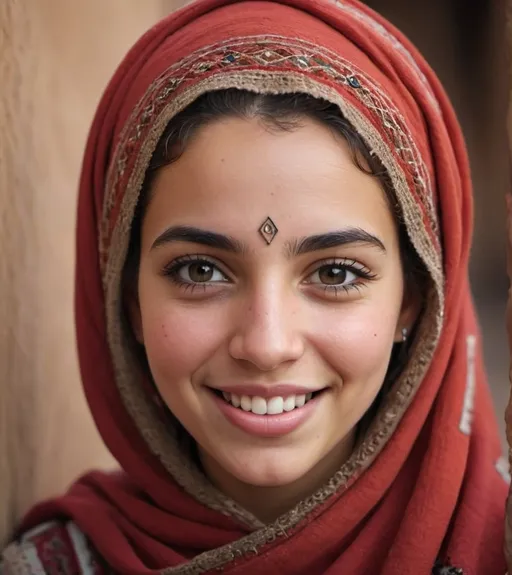 Prompt: Generate a 4K image of a babe face that is a blend of Moroccan and Palestinian features, smile. The design should show the faces welded together, symbolizing unity and shared emotion. The expression should convey deep emotion, with tears streaming down the cheeks. Incorporate cultural and ethnic characteristics from both Moroccan and Palestinian identities in the facial features and attire. The background can be simple and muted to highlight the emotional impact and cultural significance of the image.