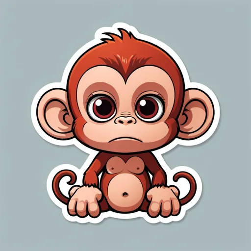 Prompt: a muscular red haired baby monkey 4k resolution, sticker, 2d cute, fantasy, dreamy, vector illustration, 2d flat, centered, by Tim Burton, professional, sleek, modern, minimalist, graphic, line art, vector graphics