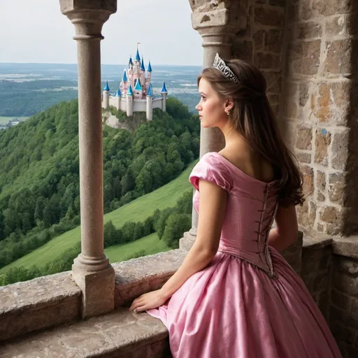 Prompt: Princess in a castle looking at the view