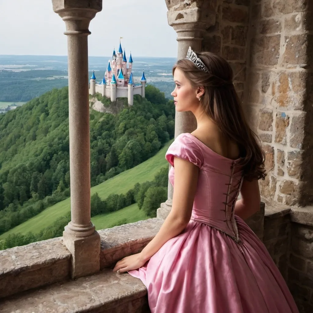 Prompt: Princess in a castle looking at the view