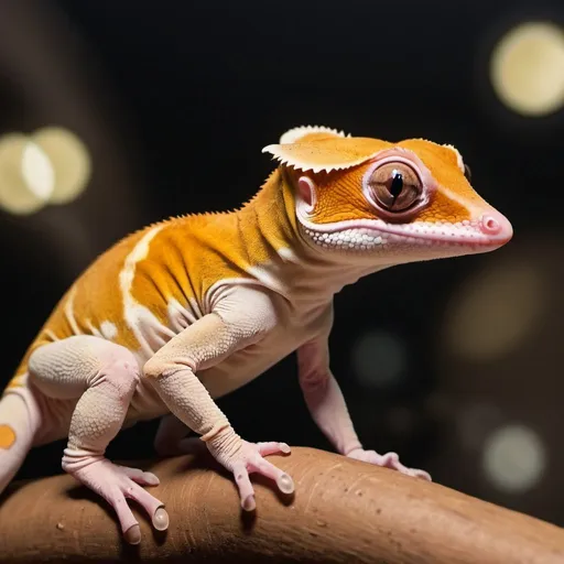 Prompt: Imagine a futuristic city where crested geckos live as humans do. A plague has struck, causing widespread suffering among the crested gecko population. Visualize their distress and the impact of the disease on their advanced society