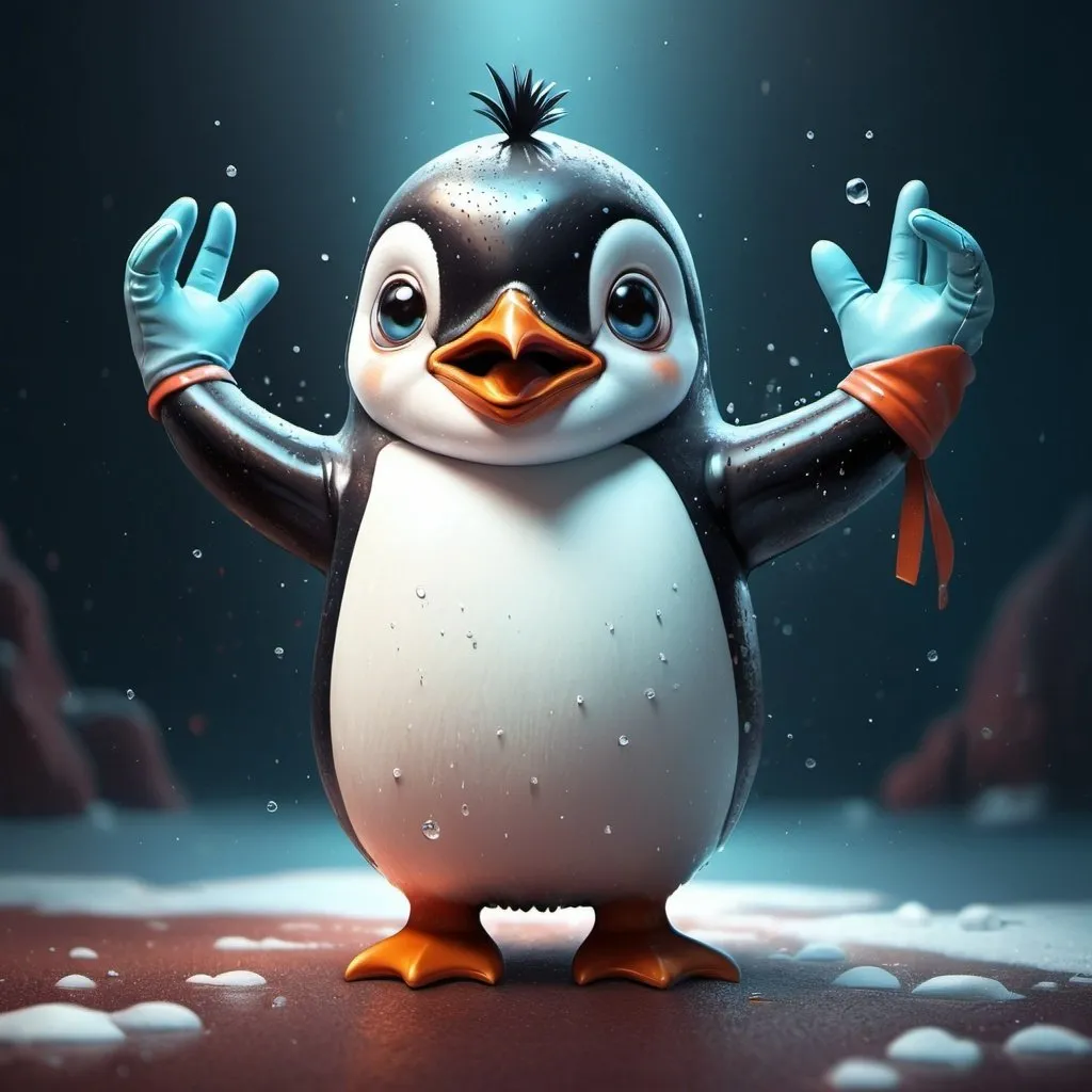 Prompt: stunning image of a cute adorable wacky penguin with boxning gloves, moody, grainy, noisy, concept art, by Alberto Seveso, Cyril Rolando, Dan Mumford, Meaningful Visual Art, Detailed Painting, Digital Illustration, Unreal Engine 5, 32k maximalist, hyperdetailed fantasy art, 3d digital art, sharp focus, masterpiece, fine art