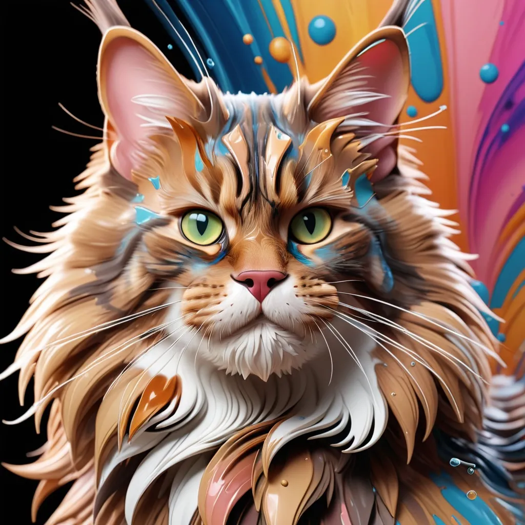 Prompt: Art Deco, maine coon cat, Datanoshing, Ink v3, Splash style, Abstract Art, Abstract Tech, 3D, High definition, Photo realistic, specified, CyberTech, 8k, ultra realistic