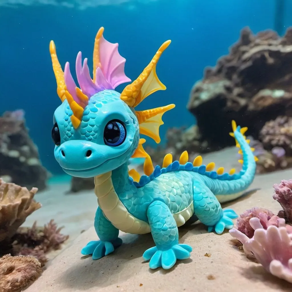 Prompt: 🦋 😇🩷🌸 Adorable little under sea dragon