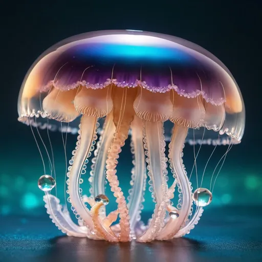 Prompt: japanese, cute glass jellyfish, gems, gradient, Miki Asai Macro photography, close-up, hyper detailed, trending on artstation, sharp focus, studio photo, intricate details, highly detailed, by greg rutkowski