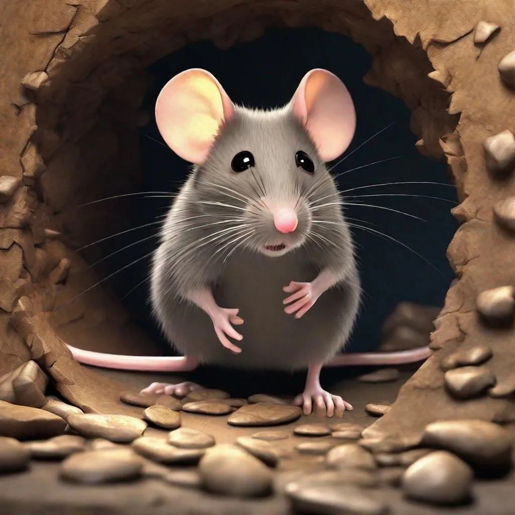 Prompt: a hole of a mouse, 3D pictures, storybook illustration, digital art, professional, high quality, detailed.