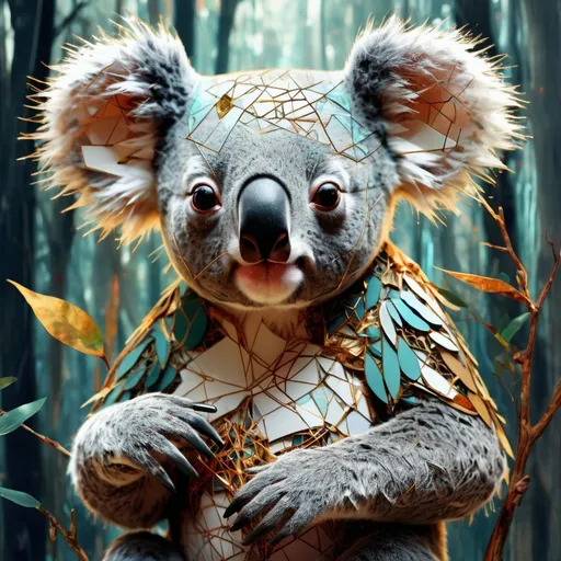 Prompt: ancient Koala,  highly detailed, intricate motifs, organic tracery, perfect composition, digital painting, artstation, concept art, smooth, sharp focus, illustration, Carne Griffiths, pixar, Victo ngai, Jean Baptiste Monge, shiny aura, old but robust, bright but deep 
