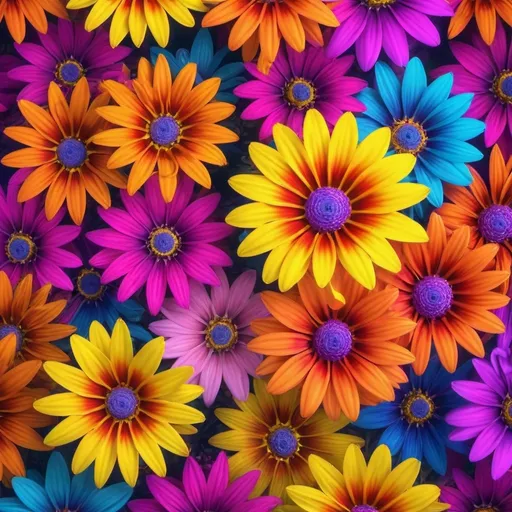 Prompt: flowers background, fluorescent flower, colorful, hippie, hyper-realistic, ultra-definition, HDR, 8k, hyper-detailed, photoshoot, photography