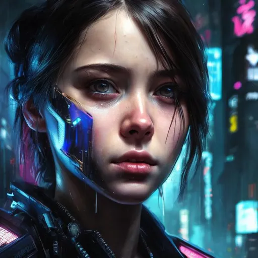 Prompt: portrait, 1girl, V((Cyberpunk: 2077)) close ups, 21 years old, Cyberpunk Edgerunners style, highly detailed, detailed and high quality background, oil painting, digital painting, Trending on artstation , UHD, 128K,  quality, Big Eyes, artgerm, highest quality stylized character concept masterpiece, award winning digital 3d, hyper-realistic, intricate, 128K, UHD, HDR, image of a gorgeous, beautiful, dirty, highly detailed face, hyper-realistic facial features, cinematic 3D volumetric, illustration by Marc Simonetti, Carne Griffiths, Conrad Roset, 3D  girl, Full HD render + immense detail + dramatic lighting + well lit + fine | ultra - detailed realism, full body art, lighting, high - quality, engraved | highly detailed |digital painting, artstation, concept art, smooth, sharp focus, Nostalgic, concept art,