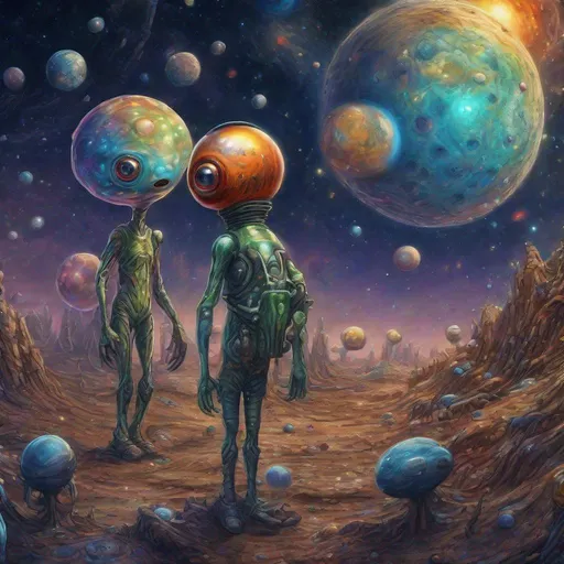 Prompt: World of Fiction, Striving for the Stars, oil painting , short focus, vanishing point, vignetting, high detail, texture, funny character with big eyes, fantastic world of alien planets, 12k

, ultra hd, realistic, vivid colors, highly detailed, UHD drawing, pen and ink, perfect composition, beautiful detailed intricate insanely detailed octane render trending on artstation, 8k artistic photography, photorealistic concept art, soft natural volumetric cinematic perfect light