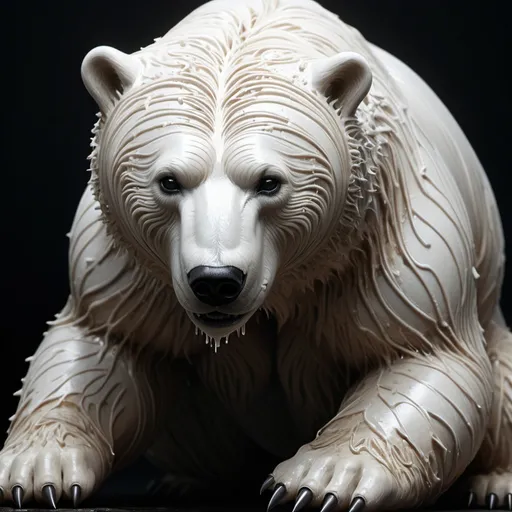 Prompt: Immerse yourself in the surreal world of H.R. Giger-inspired art, where creativity knows no bounds. Picture this: a polar bear, its once pristine white fur transformed into a new bear, being spray-painted brown by another enigmatic brown bear. This unexpected twist, rendered with the meticulous precision characteristic of the Giger art style, adds a touch of the extraordinary to the ordinary.

The artistic vision, embracing landscapes that blend seamlessly with photorealistic details. Every stroke, every hue, and every detail, whether it's smoke swirling, rain falling, artillery firing, sparks igniting, or electronics humming, contributes to a composition that defies reality.

This unique art form goes beyond traditional boundaries, utilizing high resolutions like 4K or 8K and employing advanced rendering techniques such as octane render and dynamic lighting. The result? A hyperrealistic masterpiece that captivates and transports its audience to realms unknown.

Step into this mesmerizing world where polar bears become living canvases, and artistic innovation knows no limits. Explore the extraordinary, where the fusion of nature and art takes on an entirely new dimension., ultra hd, realistic, vivid colors, highly detailed, UHD drawing, pen and ink, perfect composition, beautiful detailed intricate insanely detailed octane render trending on artstation, 8k artistic photography, photorealistic concept art, soft natural volumetric cinematic perfect light
