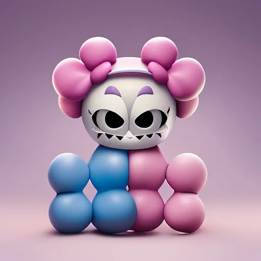 Prompt: Create eccentric figure, extremely bizarre. In style of Kaws