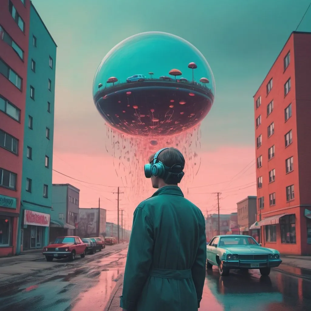 Prompt: A surrealist photograph of a person manifesting multiple realities in the style of Simon Stålenhag and ilya kuvshinov, instagram, artstation, 8k