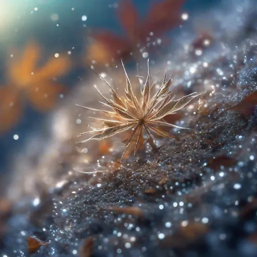 Prompt: The sky is clear
Like the depths of a river.
fall like stars
From sycamore leaves.
And above the field is a thread
It rings like a string
The flower became sad -
She hears the snow., Miki Asai Macro photography, close-up, hyper detailed, trending on artstation, sharp focus, studio photo, intricate details, highly detailed, by greg rutkowski