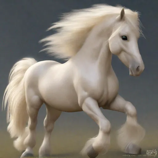 Prompt: cream colored belgin draft horse, heavy feathering on legs, long flowing white mane and tail, realistic, highly detailed fur, close up on horse, running, my little pony hay cutie mark --niji 5 --style cute --ar 9:16