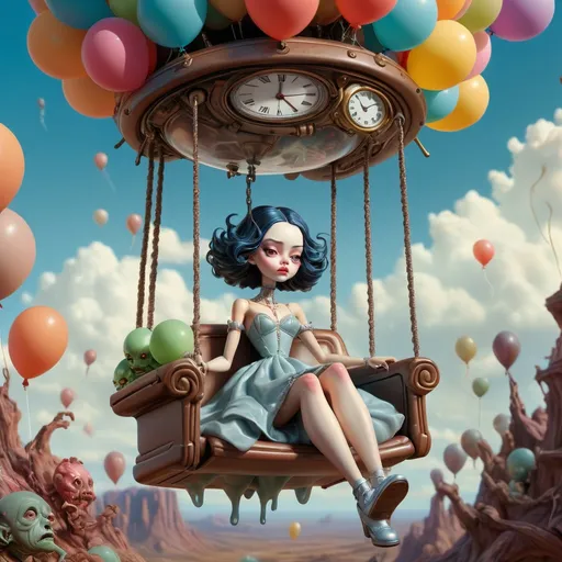 Prompt: dolls on a swing, fantasy surrealism melting clocks, Salvador Dalí and balloons dolls demons, My nightmares, hyper detailed, mark ryden, greg rutkowski, trending on artstation, ethereal, galactic, radiant, akihito yoshida, karol bak, mark brooks, eat brain cyborg on starship with alien and hyper detailed art fantasy art greg rutkowski artstation" hyperrealism, bob byerley""", global illumination, detailed, outer space, vanishing point, super highway, high speed, digital render, digital painting, beeple, noah bradley, cyril roland, ross tran, trending on artstation, ultra hd, realistic, vivid colors, highly detailed, UHD drawing, pen and ink, perfect composition, beautiful detailed intricate insanely detailed octane render trending on artstation, 8k artistic photography, photorealistic concept art, soft natural volumetric cinematic perfect light, trending on artstation, sharp focus, studio photo, intricate details, highly detailed, by greg rutkowski