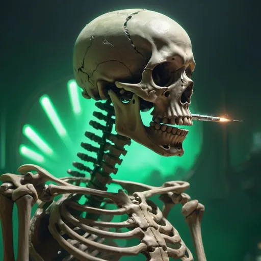 Prompt: skeleton man thinking and realizing green background action
, sharp focus, emitting diodes, smoke, artillery, sparks, racks, system unit, motherboard, by pascal blanche rutkowski repin artstation hyperrealism painting concept art of detailed character design matte painting, 4 k resolution blade runner