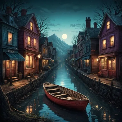 Prompt: Photorealistic, two parts in one art, double exposure, best quality, dark tales, worms eye view of street, Craola, Dan Mumford, Andy Kehoe, cat on the river in a boat, cute, adorable, vintage, digital painting, detailed illustration, cinematic, ultra highly detailed, tiny details, beautiful details, mystical, luminism, vibrant colors, complex background, very well lit, 32k